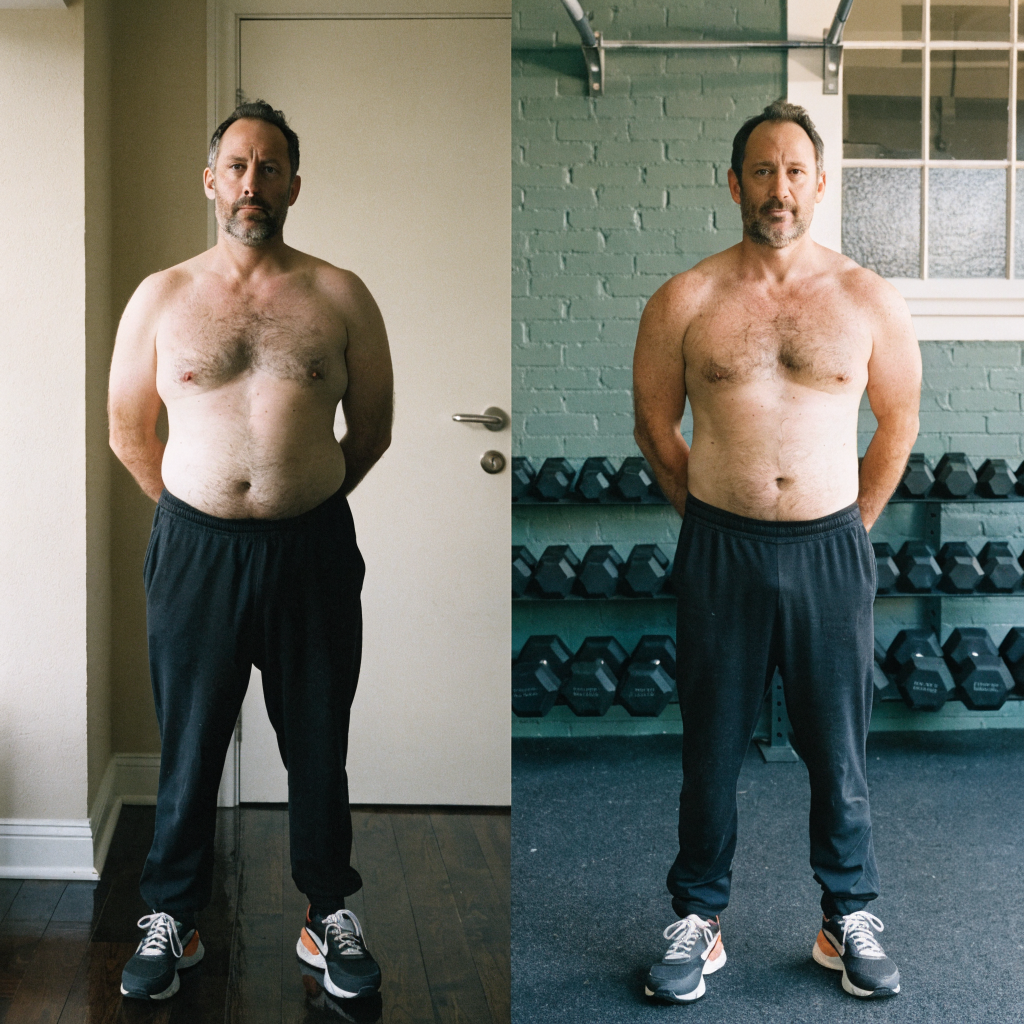 Resultado: administrador, pai, 45 anos — antes e depois